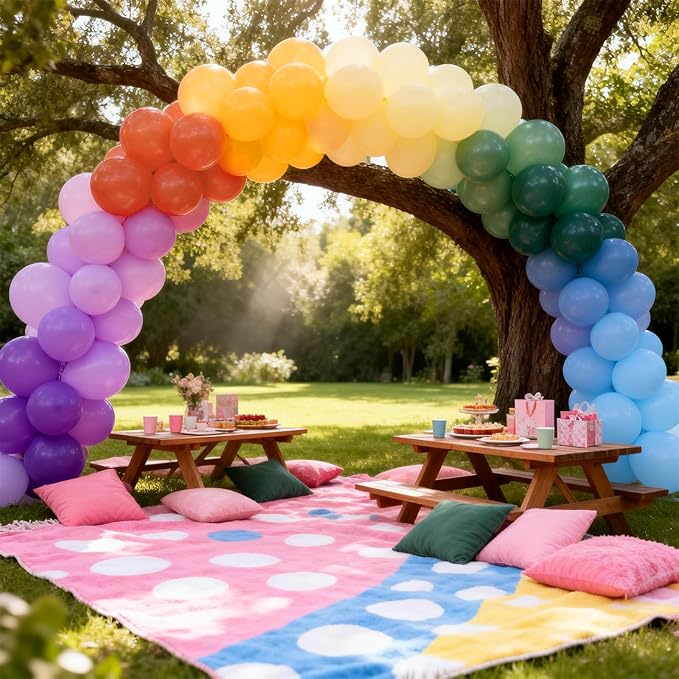 Boho Rainbow Balloon, Retro Dusty Baby Blue Orange Dark Light Yellow Pastel Lavendar Mutilcolor Balloon Assorted Colorful Muted Balloons for Kids Birthday Baby Shower Summer Safari Party Decorations