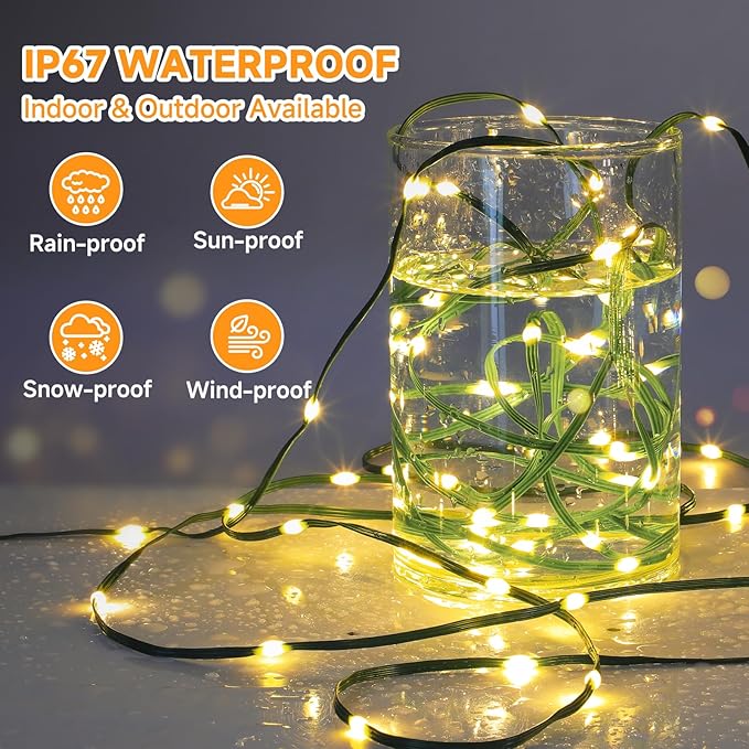 Mlambert 1200 LED Christmas Lights 394FT, Outdoor Waterproof Dimmable Fairy Lights with Remote, 8 Modes Indoor Lighting for Holiday Décor, Warm White