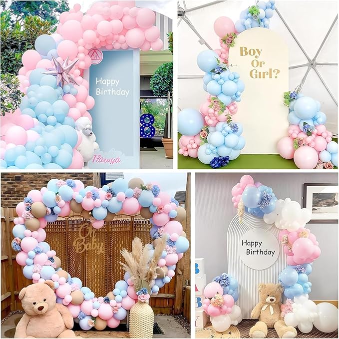 Pink and Blue Latex Balloons Set, 50Pcs 12 Inch Light Blue and Pink Balloons, Gender Reveal Balloons for Boy or Girl Gender Reveal Decorations Birthday Party Baby Shower