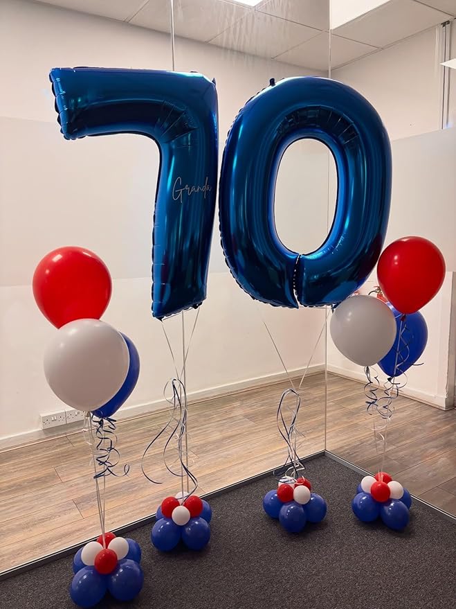 Red White and Blue Latex Balloons, 50pcs 12 Inches Red and Blue with Confetti Balloons for 4th of July, Independence Day, Birthday, Graduation Party Decorations