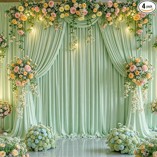 20ft x 10ft Wrinkle Free Sage Green Wedding Backdrop Curtains for Party Bridal Shower Reception Decorations Sage Green Fabric Curtain Backdrops Drapes for Photography Baby Shower Birthday Background