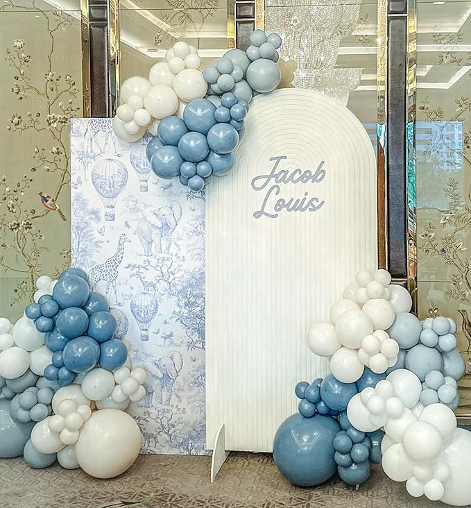 Dusty Blue Latex Balloons, 60pcs 12 Inches Blue and White with Transparent Balloons for Wedding, Birthday, Baby Shower Party Decorations