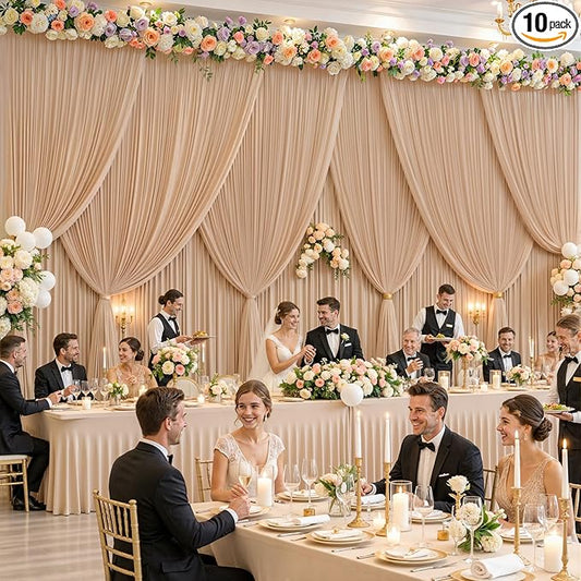 50ft x 10ft Wrinkle Free Nude Wedding Backdrop Curtains for Party Bridal Shower Reception Decorations Nude Fabric Curtain Backdrops Drapes for Photography Baby Shower Birthday Background