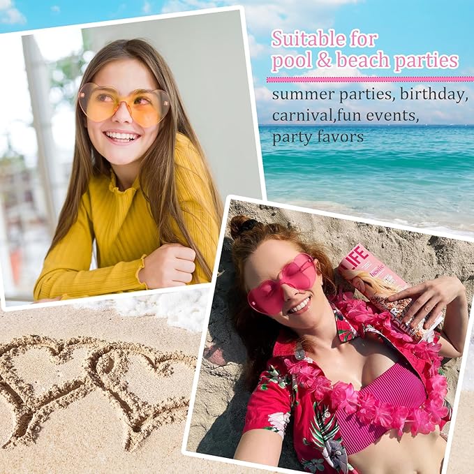 10/20 Pack Star/Heart Shape/Round/Butterfly/Cat Eye/Rectangle/Fire Rimless Tinted Party Sunglasses Color Glasses
