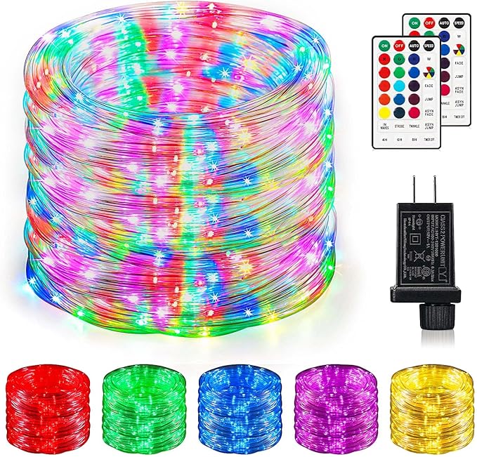 Color Changing Rope Lights 164FT 500 LED Outdoor, String Lights with Plug & Remote | Twinkle Christmas Indoor Bedroom, Waterproof Christmas Lights Outdoor, Rope Lights for Outside,16 Colors