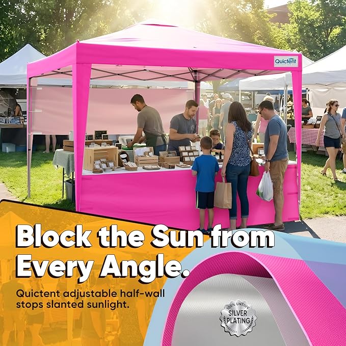 Quictent 10x10 Pop Up Canopy Tent with 2 Half Sidewalls, Instant Setup Gazebo for 1 Person, Portable & Compact, Waterproof & UV Protection, Ideal for Camping, Beach, Parties, and Outdoor Events