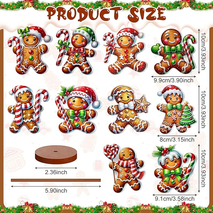 Geelin 10 Pcs Christmas Gingerbread Table Decoration Wooden Gingerbreads Centerpiece for Table Gingerbreads Theme Birthday Party Decor Gift for Xmas Holiday Winter Desk Home Office Party Decor