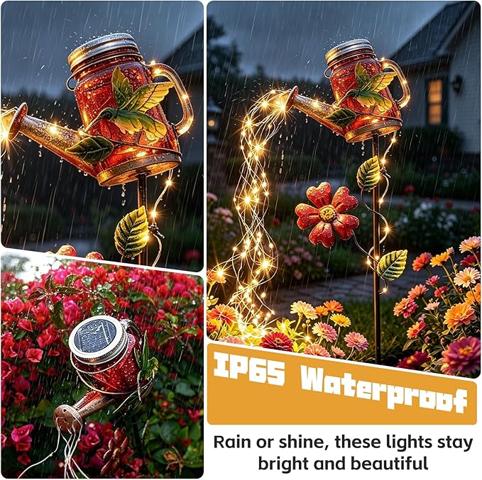 SRNPMIU Solar Watering Can Light, Yard Outdoor Decor Lights, IP65 Waterproof, Hanging Hummingbird Garden Light, Outside Garden Flower Bed Decor, Women Gift, Birthday Gifts