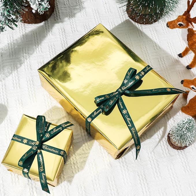 NESCCI Golden Metallic Wrapping Paper, Solid Color Paper,Gift Wrapping Paper,Perfect for Wedding,Valentine's Day,Birthday, Christmas,Baby Shower,DIY Bouquet (17 Inches X 32.8 Feet)