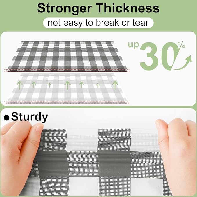 misaya 4 Packs Buffalo Disposable Table Cloth, 54 x 108 Inch Waterproof Plastic Tablecloth, Rectangle Grey and White Checkered Table Covers for Picnic, Birthday, Party