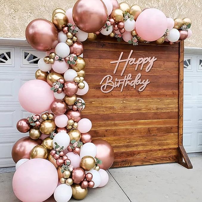 Happy Birthday Sign for Backdrop - Glitter Felt Happy Birthday Letter Sign for Balloon Arch Birthday Party Balloon Arch Backdrop Decorations for Birthday Party Baby Shower - Rose Gold