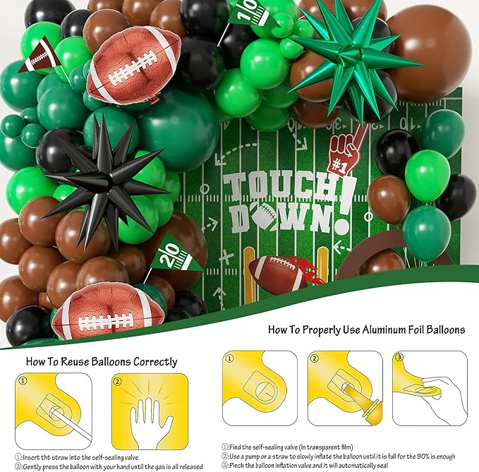 100pcs Hawaii Balloons Garland Arch Kit with Balloons for Birthday Decorations,Party Supplies for boys Girls (Football)