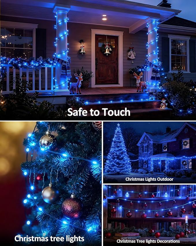 Outdoor String Lights, 328FT 1000 LED Fairy Lights, IP65 Waterproof Outside with Remote, 8 Lighting Modes Dimmable Timer Hanging LED Lamp for Camping Garden Patio Christmas Decor Yard Fence Tree