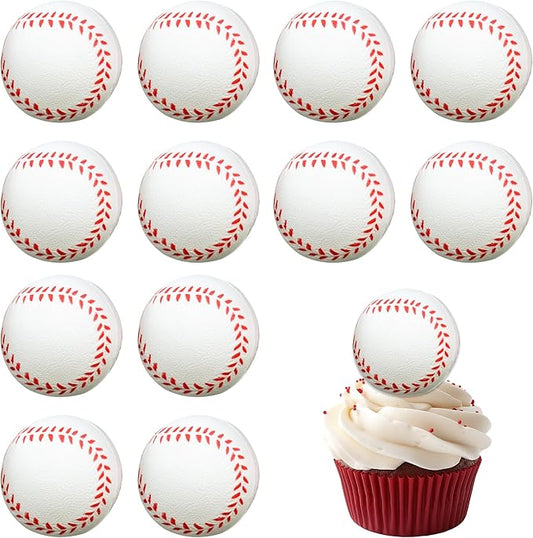 24Pcs Baseball Cupcake Toppers Sport Theme Ball Cupcake Picks for Baseball Theme Baby Shower Kids Birthday Party Cake Decorations