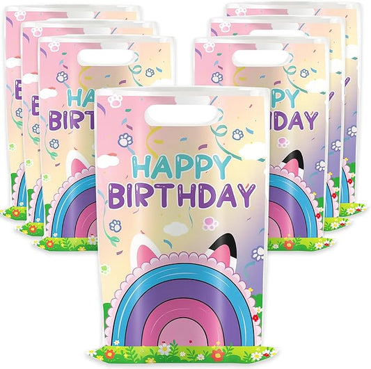 Celmuron 50 Pack Cartoon Cat Party Gift Bags, Dollhouse Goody Party Favor Bags for Birthday Celebrations