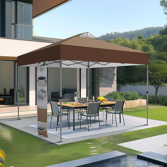 Sophia & William Canopy Tent Pop Up 10x10 ft, One Person Push Set Up Tent, Outdoor Canopies Shelter Heavy Duty Straight Legs with 4 Sandbags & Guy Ropes, 1 Roller Bag & Storage Bag, 8 Stakes, UPF50+