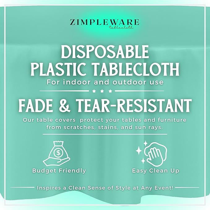 ZIMPLEWARE Premium Aqua Plastic Table Cloth Disposable (12 Pack) Round Tablecloth (84in) Party Table Cloths Disposable, Perfect Table Cloth Round Cover for Any Table Up to 6 Feet