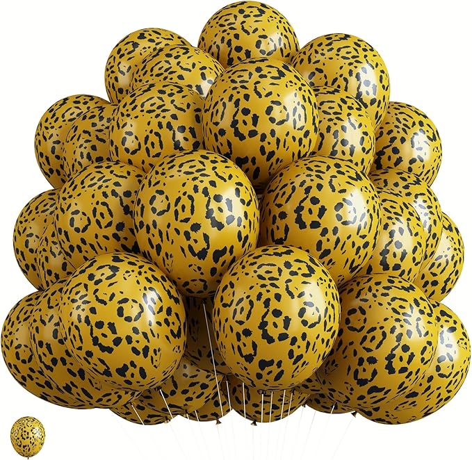Gold Cheetah Print Balloons, 12 Inch Safari Animal Leopard Print Latex Helium Balloons Jungle Animal Decorations for Kids Wild Wildlife Cheetah Zoo Baby Shower Birthday Theme Party Decorations