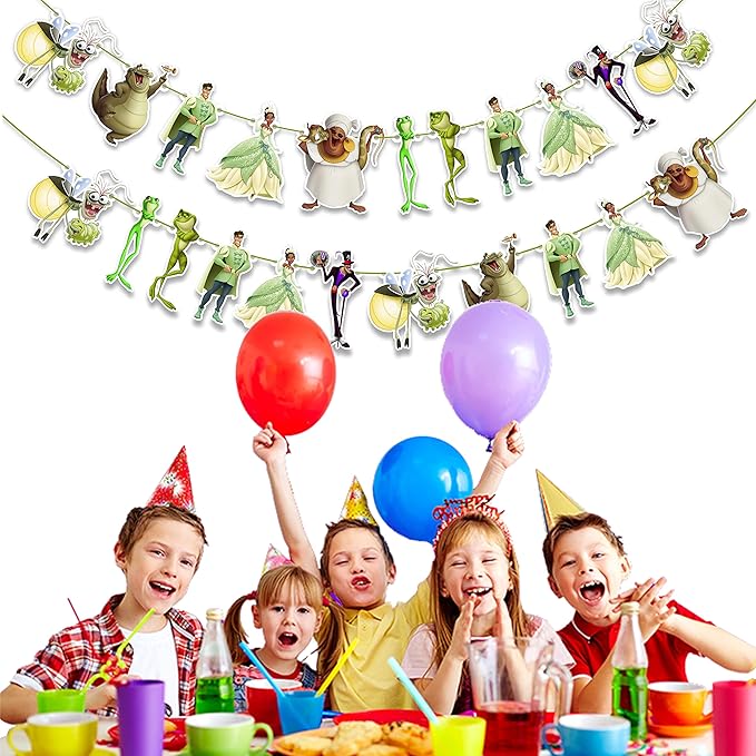 Princss and The Frog Garland Decoration – Themed Party Banner for Birthday Celebrations, Decorative Garland for Dessert Tables, Room Décor, Baby Showers, Photo Displays, and Special Events