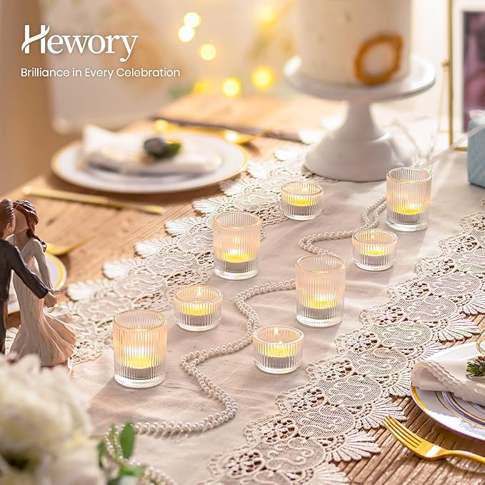 Hewory Glass Tealight Candle Holder: 24 Pcs Clear Tea Lights Votive Candle Holders for Table Centerpiece, Small Glass Tea Light Candleholders Bulk for Christmas Wedding Party Living Room Home Decor