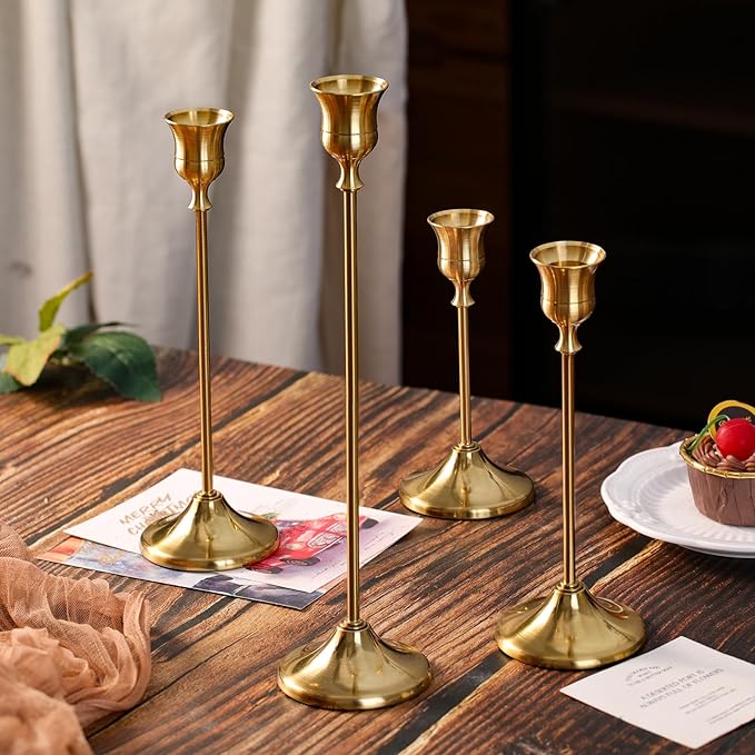 Candlestick Holders, 12PCS Taper Candle Holder for Candlesticks, Gold Candle Holders for Table Centerpiece, Wedding, Party