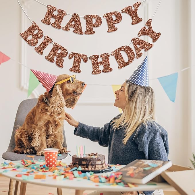 Brown Happy Birthday Banner Birthday Party Decorations Happy Birthday Banner Bunting Garland Sign for Kids Boys Girls Adults Birthday Baby Shower Celebration Party Backdrops Supplies
