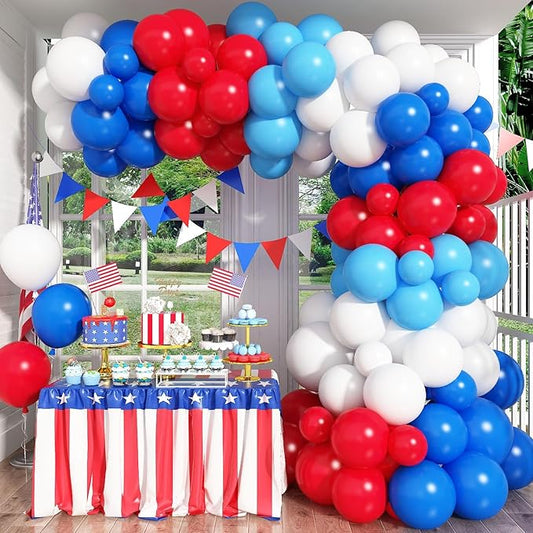 Balloon Arch Garland Kit, Red White and Blue 102 Pcs Patriotic 4th of July Latex Balloon Garland Arch Royal Blue Balloon for Boys Men Baseball Birthday Baby Shower Nautical Labor Day Party Decorations