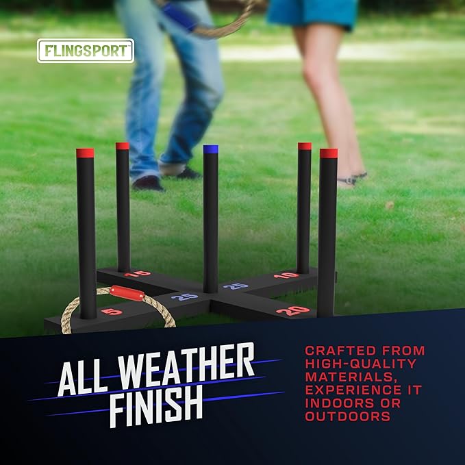 FLINGSPORT Ring Toss Game, Incl. 6 Rings, Case, Easter Gifts for Kids, Outdoor Yard Games for Kids Adults & Family, Backyard Party Activities, Gifts for Teens, Boys & Girls Ages 8-12+ Years Old