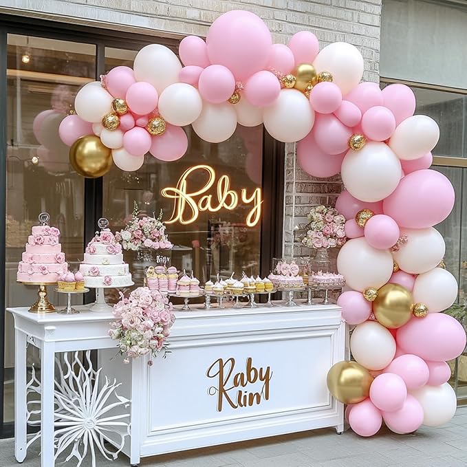 RUBFAC 87pcs Light Pink Balloons Different Sizes 18 12 10 5 Inches for Garland Arch, Premium Pastel Pink Balloons for Valentine's Day Girl Birthday Wedding Baby Shower Bridal Shower Party Decorations