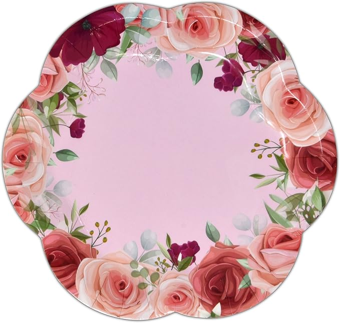 96 Pcs Floral Tea Party Supplies for 24 Disposable Tea Party Cups with Handle 7??5??Floral Paper Plates Paper Napkins for Birthday Bridal Shower