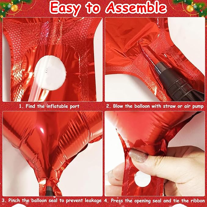 Merry Christmas Balloons Party Decorations - 41pcs Marry Christmas Banner Balloons Kit for Office Arch Decoration, Xmas Sign Banners Party Decor Photo Props, 12in Red and Green & 18in Foil Balloon