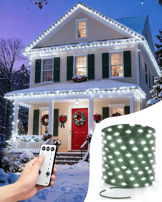 Outdoor String Lights, 328FT 1000 LED Fairy Lights, IP65 Waterproof Outside with Remote, 8 Lighting Modes Dimmable Timer Hanging LED Lamp for Camping Garden Patio Christmas Decor Yard Fence Tree