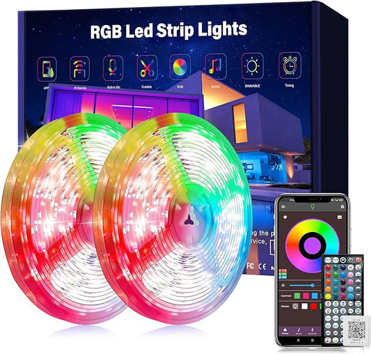 Ledagic 200 ft LED Lights for Bedroom Music Sync RGB LED Strip Lights with APP & Remote Control LED Lights for Room Home Party Christmas Wall Decor (2 Rolls of 100ft)