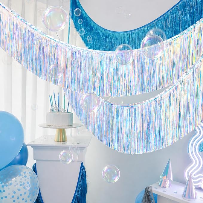 Gorgeous Holographic Fringe Banner for Party Decorations - 4 LayersThick, 2 Pack | LILF Premium Fringe Tassel Garland Party Streamers for Birthday Wedding Graduation Christmas Home Decor