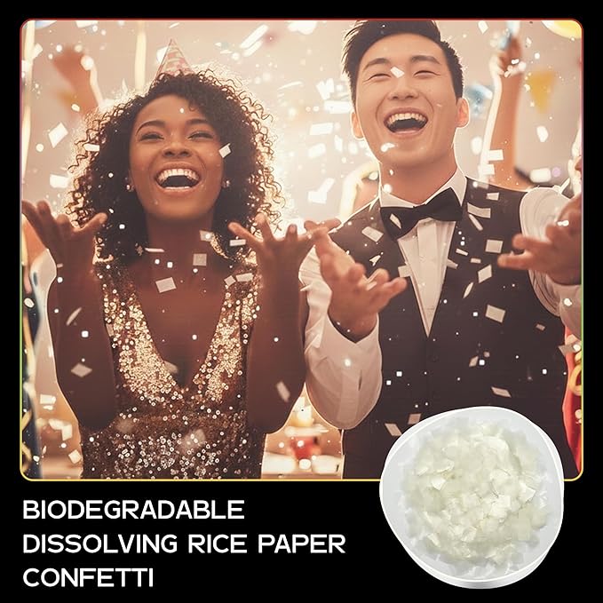 Ultimate Confetti, Biodegradable Dissolving Rice Paper Confetti Squares – Flame-Resistant and Water-Soluble Paper Confetti for Cannon and Launcher use – Best for Celebrations - 1 lb, 16 oz