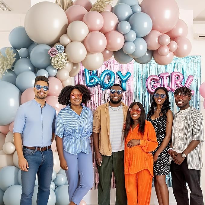 HILAVO Pink and Blue Balloon Arch Kit 133 Pcs Gender Reveal Balloons Garland Pastel Pink Dusty Blue Latex Party Balloon for Boy or Girl Gender Reveal Birthday Bridal Baby Shower Party Decorations