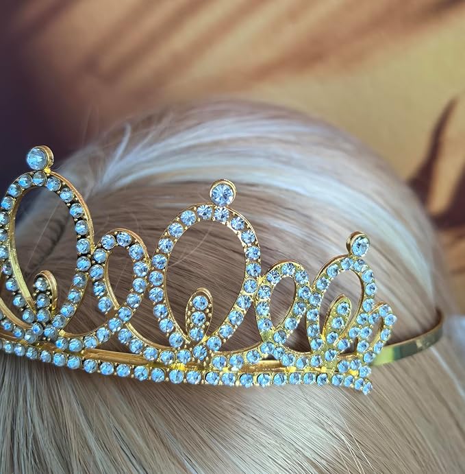 Mayin Happy 87th Birthday Tiara and Sash Gifts Crystal Rhinestone Princess Crown Birthday Women Party Favor Supplies Gold Crowns Black Sash