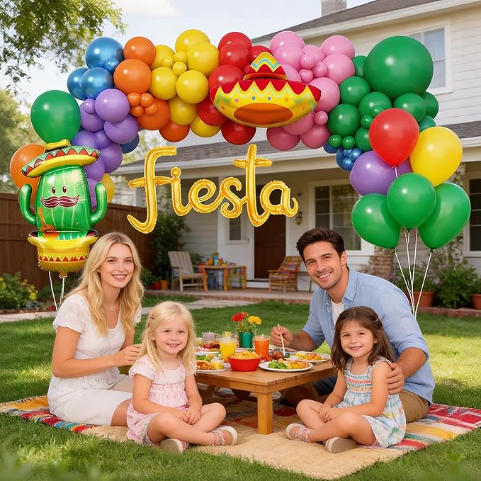 157PCS Cinco de Mayo Fiesta Balloon Arch Kit-Fiesta Balloons Garland for Mexican Fiesta Party Decorations Hawaii Tropical Luau Birthday Party Cactus Taco Carnival Balloons (Mexico)