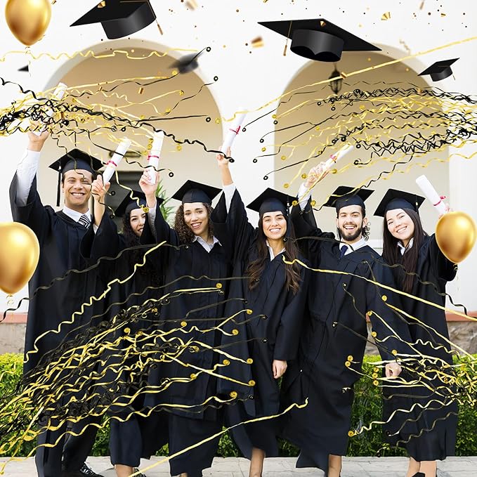 WinnerWhy 30 Pcs No Mess Confetti Poppers Hand Throw Streamers Party Poppers for Graduation 2026 Birthday Celebrations Wedding Engagement Bachelorette Party Supplies(Black and Gold)