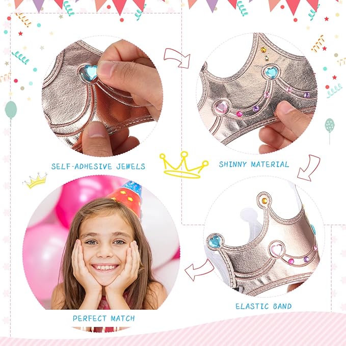 Yaomiao 66 Pieces Foam Princess Tiaras DIY Crowns Kids Party Favors Craft Crystal Diamond Sticker Girls Making Your Own Tiara (Multicolor)