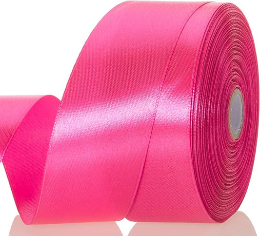 YASEO 1 1/2 Inch Rose Red Solid Satin Ribbon, 50 Yards Craft Fabric Ribbon for Gift Wrapping Floral Bouquets Wedding Party Decoration