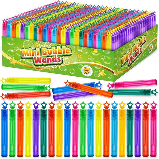 OCHIDO 500 Pieces Mini Bubble Wands in 10 Colors, Bubbles Party Favors for Kids, Bubble Wands Bulk for Summer Toys Gift, Indoor Outdoor Activity, Themed Birthday, Wedding, Goodie Bags Stuffers