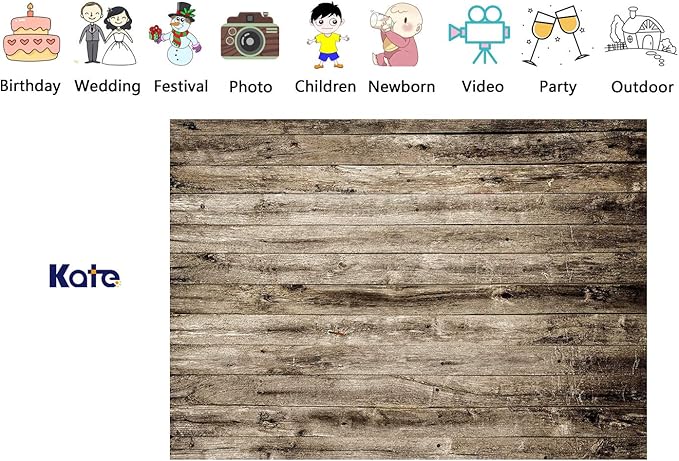 Kate 10x6.5ft Rustic Wood Texture Backdrops for Photography Vintage Wooden Wall Photo Background Adults Kids Portrait Backdrop Props