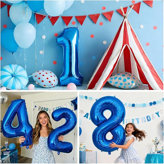 40 Inch Navy Blue 5 Balloon for 5th Birthday Party, Blue Five Number Balloon 15 25 35 45 55 65 Birthday Decorations for Boys Girls Men Women, Helium Giant Foil Number 5 Balloon