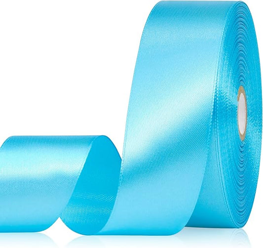 Turquoise Blue Ribbon 1-1/2 Inch, 60 Yards Turquoise Blue Satin Ribbon for Gift Wrapping, Fabric Ribbon for Flower Bouquet Crafts Wedding Christmas Easter