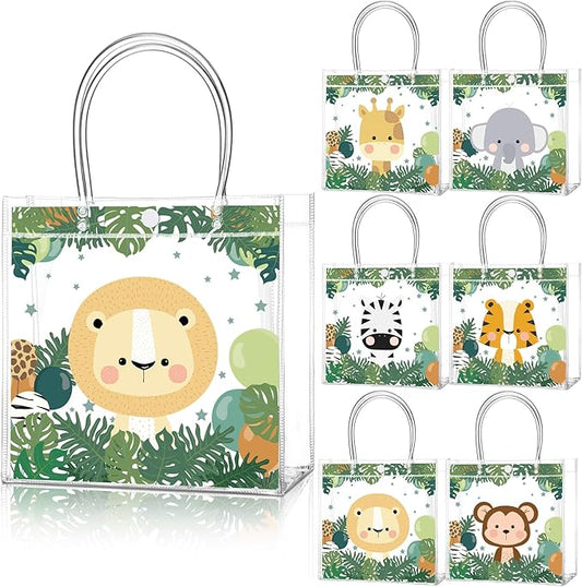Aliceset 24 Pcs Gift Bags with Handle Clear PVC Candy Treat Goodies Tote Bags for Summer Birthday Party Favor Supplies