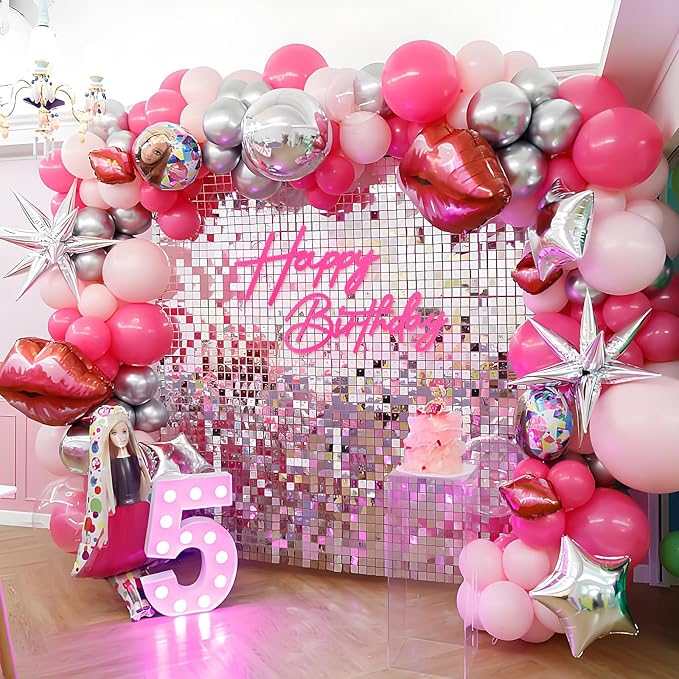 Happy Birthday Sign for Backdrop - Hot Pink Felt 'Happy Birthday' Letter Sign for Balloon Arch Backdrop Decorations