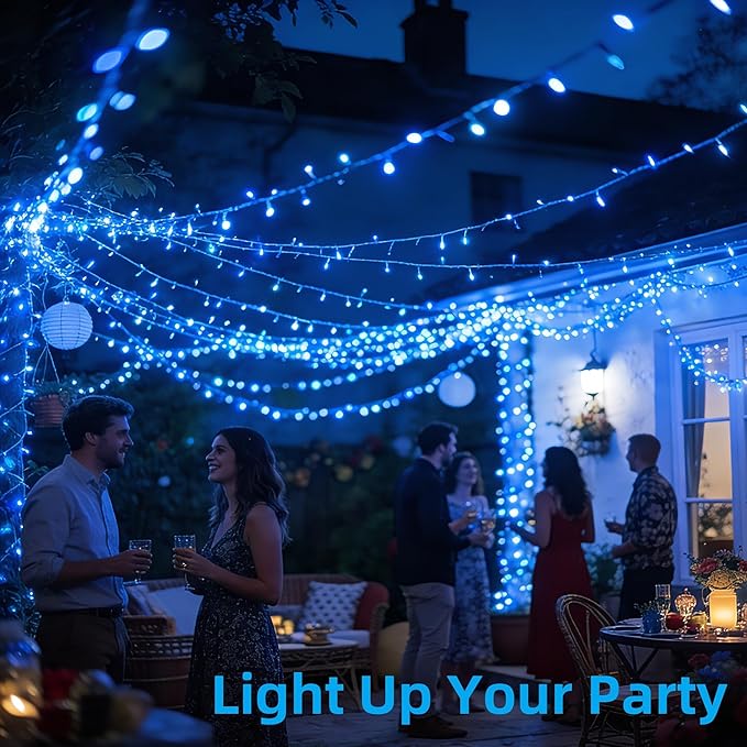 1500 LED 470FT Blue Birthday Party Decorations String Lights with 12 Modes Timer Dimmable, Waterproof Twinkle Christmas Lights Outdoor, Plug in Fairy Lights for Wedding, Ocean Party, Xmas Decor