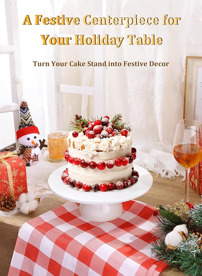 10 inch Porcelain Cake Stand, Round Dessert Stand, Cupcake Stand for Birthday Parties, Weddings, Baby Shower and Other Events, White