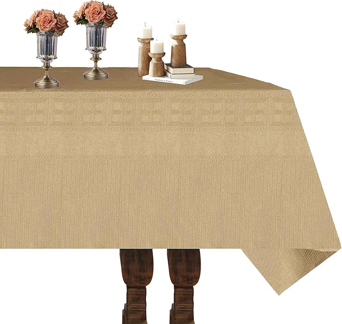 [6 Pack] Kraft Paper Tablecloth Disposable for Rectangle Tables, 54 X 108 Inch Party Table Cover with Plastic Backing, Waterproof 3 Ply Table Cloth for Indoor Outdoor Picnic BBQ Graduation